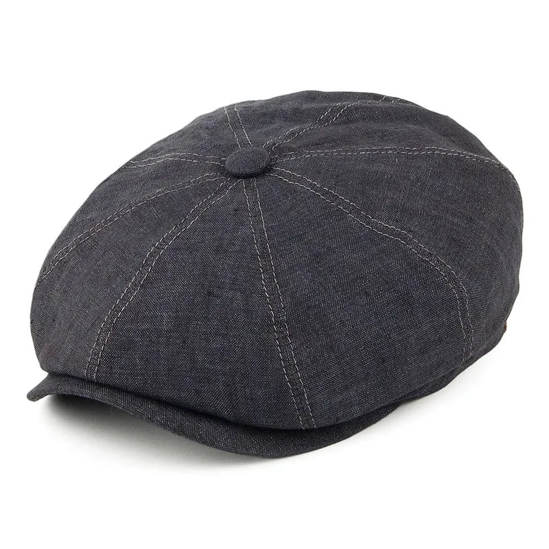 Casquette Gavroche en Lin Hatteras bleu marine STETSON