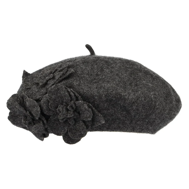 Béret à Fleurs anthracite chiné BETMAR