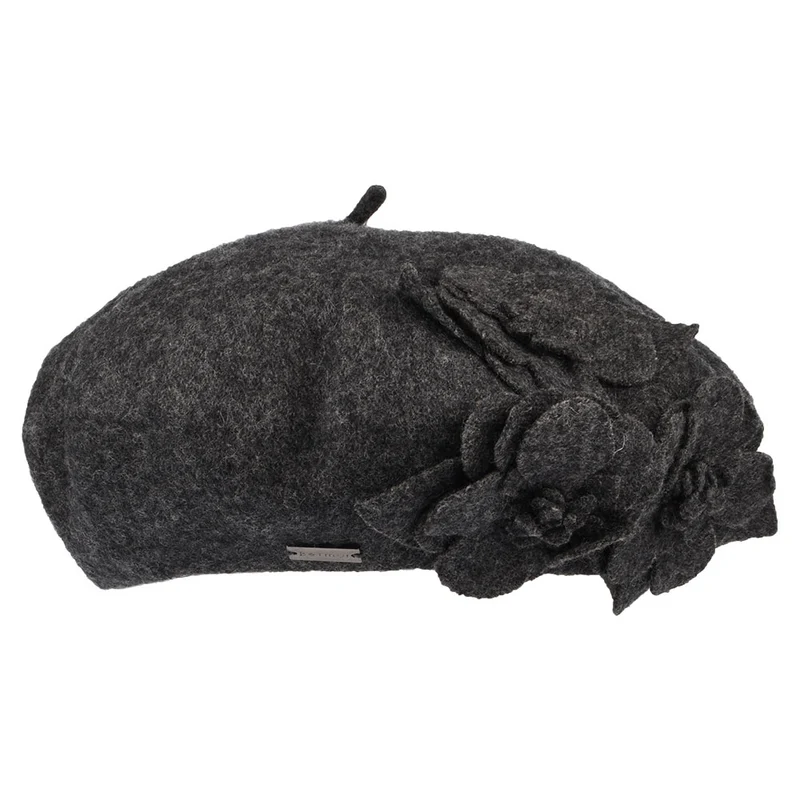 Béret à Fleurs anthracite chiné BETMAR