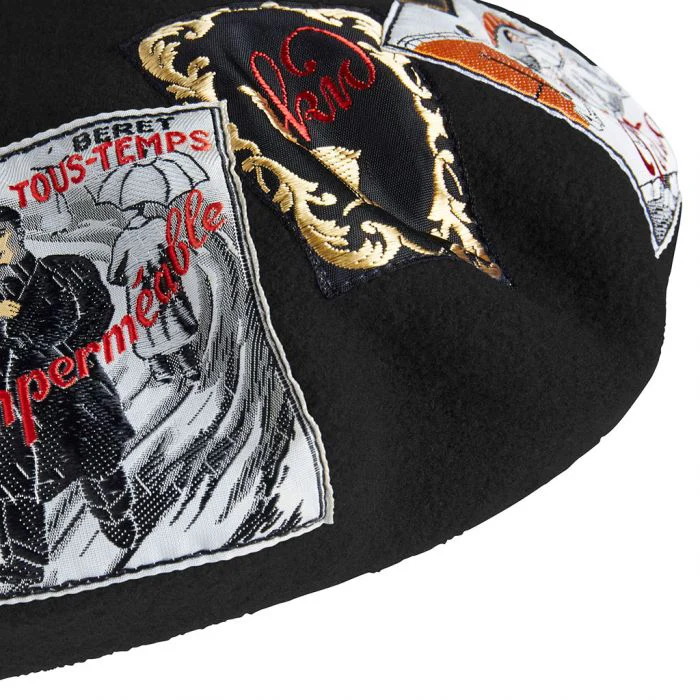 Béret en Laine Mérinos Eridan Vintage Patch noir LAULHÈRE