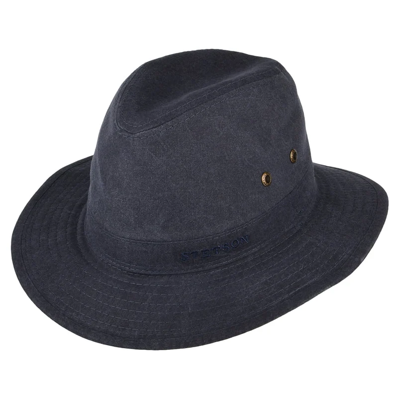 Chapeau Fedora Safari en Coton Bio Déformable bleu marine STETSON