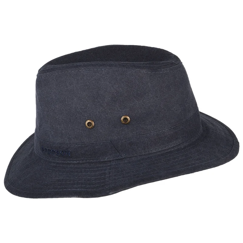 Chapeau Fedora Safari en Coton Bio Déformable bleu marine STETSON