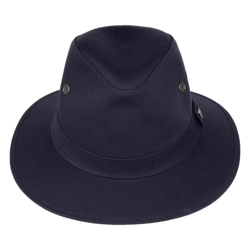 Chapeau Fedora en Coton Ciré Britannique Hydrofuge Drifter bleu marine FAILSWORTH