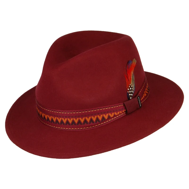 Chapeau Fedora en Laine Feutrée Aztek bordeaux STETSON