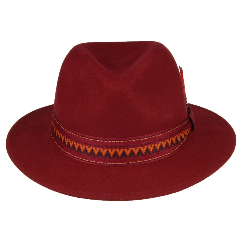 Chapeau Fedora en Laine Feutrée Aztek bordeaux STETSON