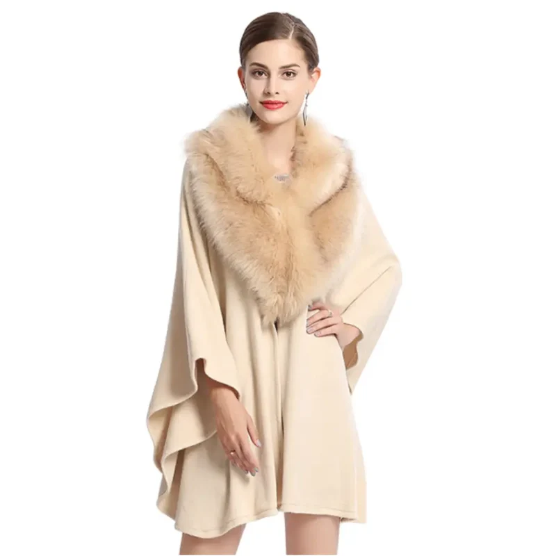 Poncho a fourrure pour femme