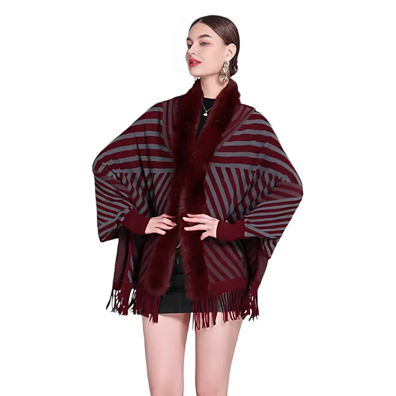 Poncho femme laine avec manches