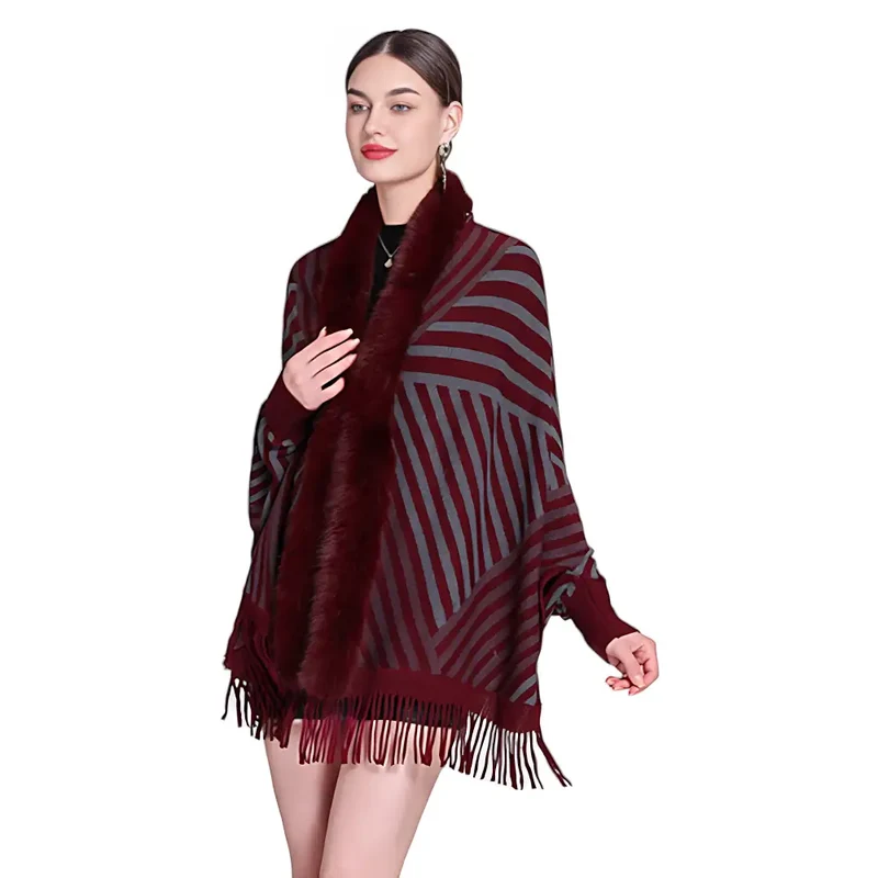 Poncho femme laine avec manches