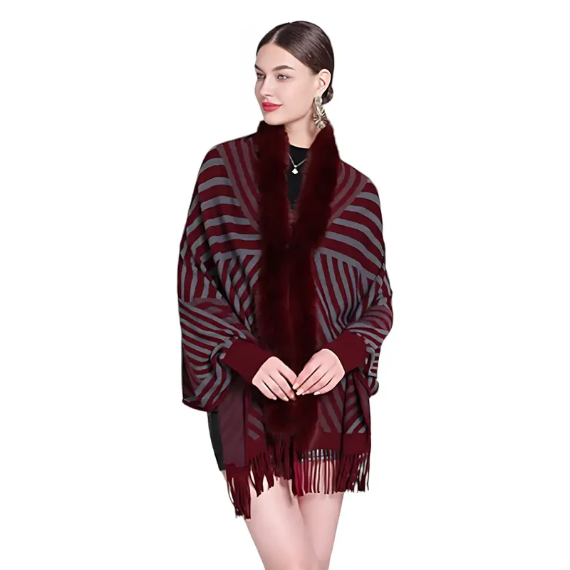 Poncho femme laine avec manches