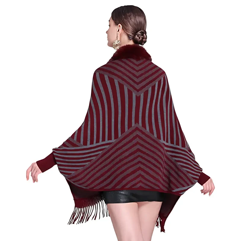 Poncho femme laine avec manches