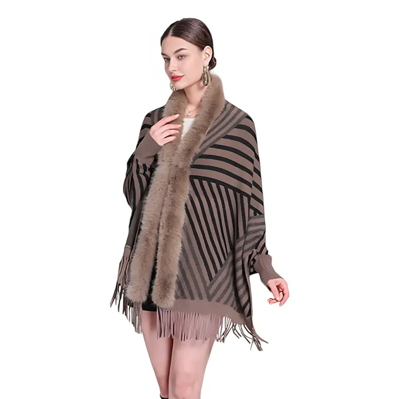 Poncho femme laine avec manches