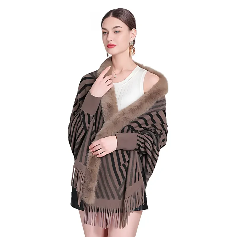 Poncho femme laine avec manches