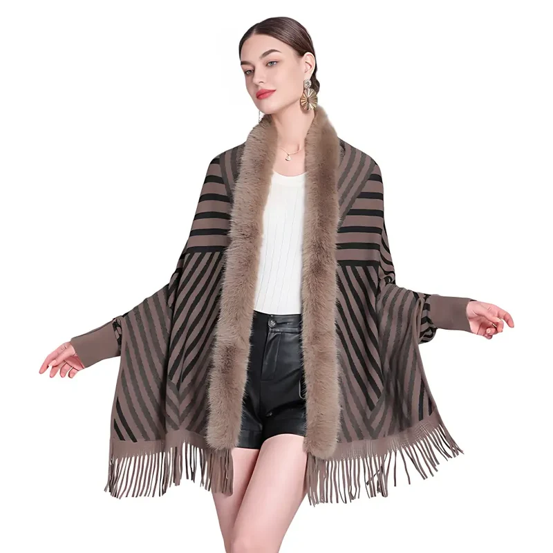 Poncho femme laine avec manches