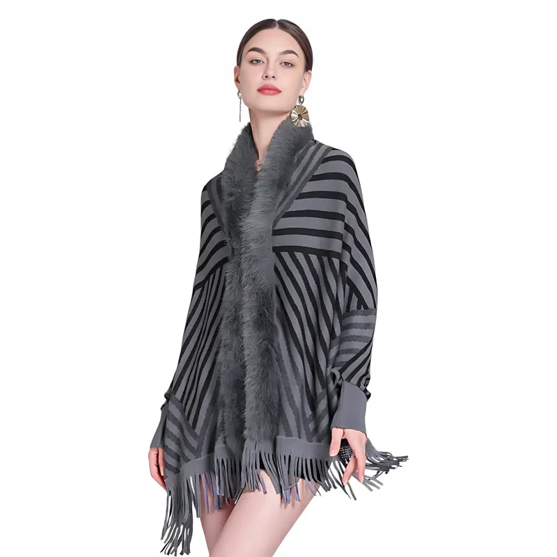 Poncho femme laine avec manches