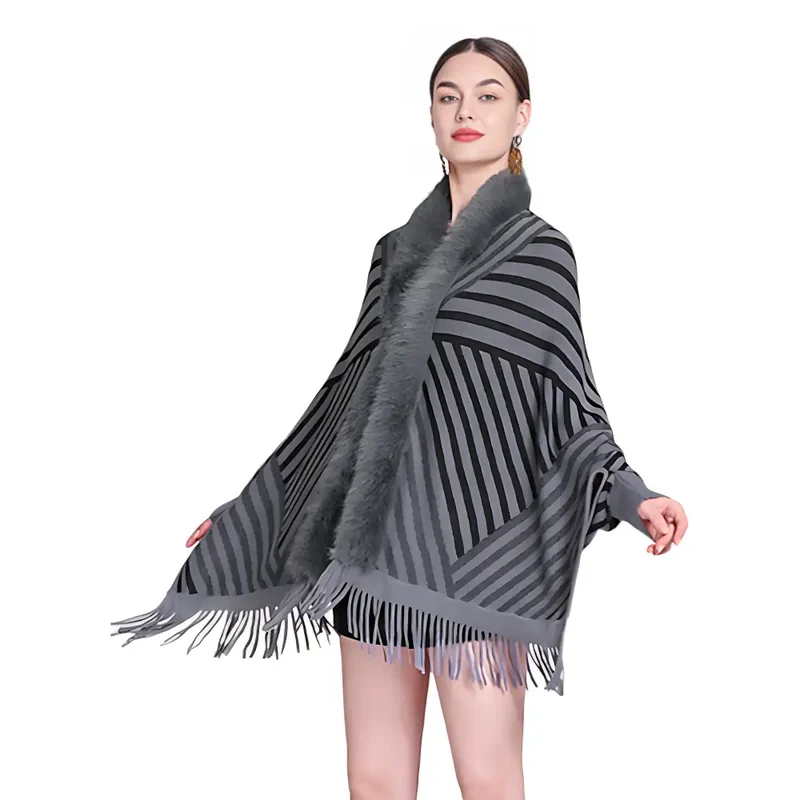 Poncho femme laine avec manches