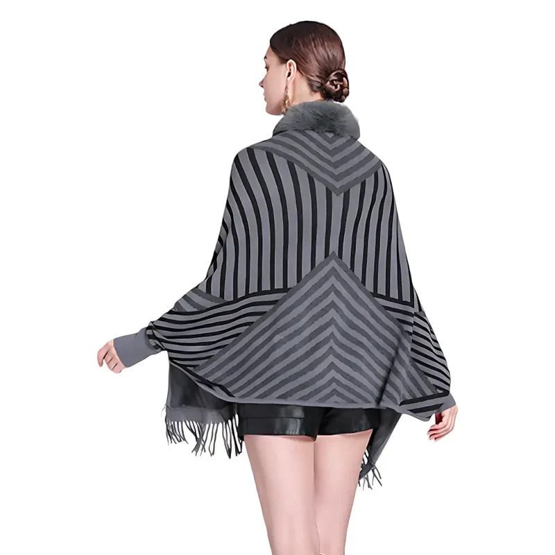 Poncho femme laine avec manches