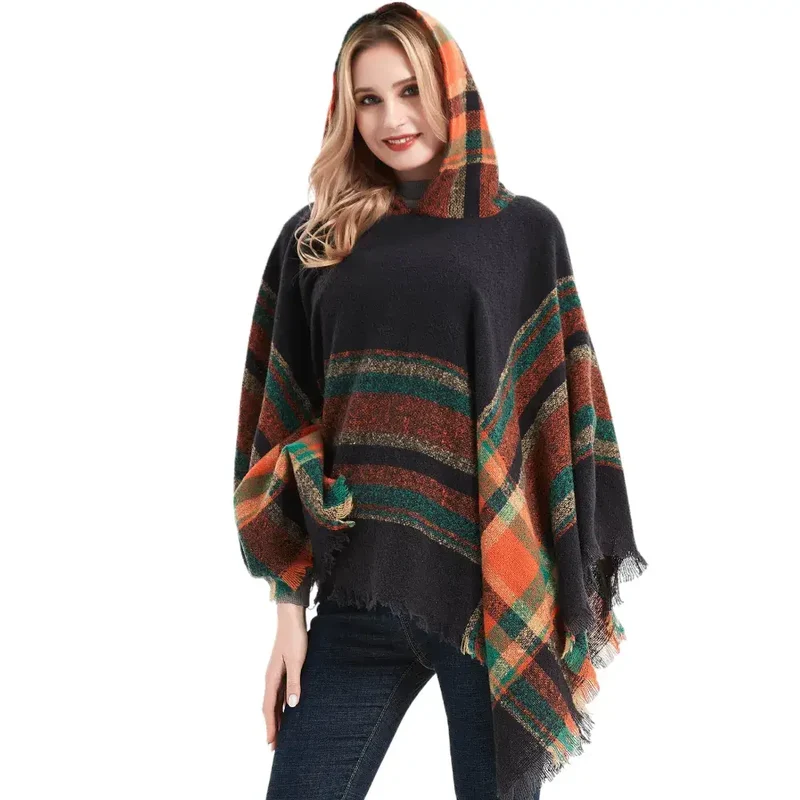 Poncho capuche femme solde