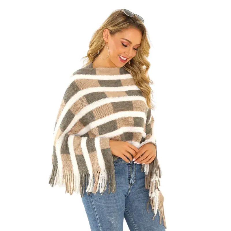 Poncho châle femme tricot