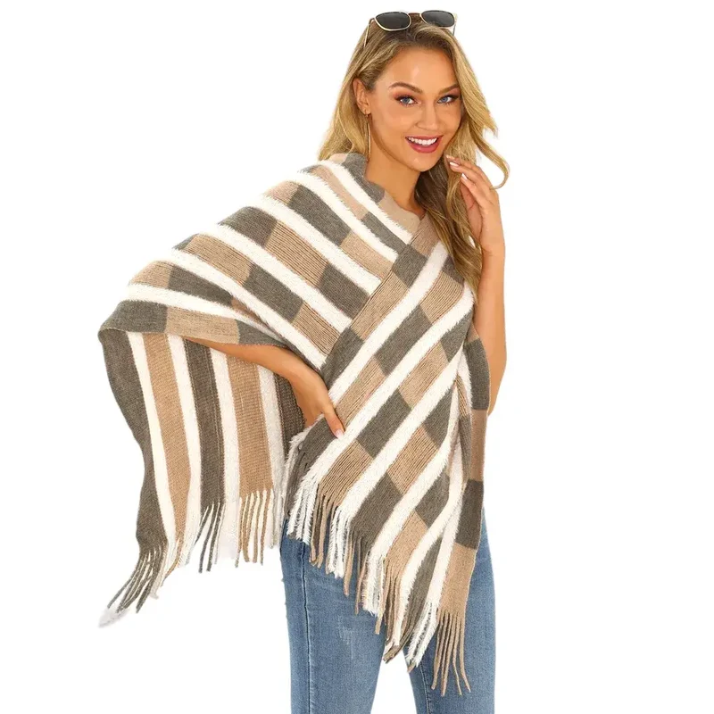 Poncho châle femme tricot