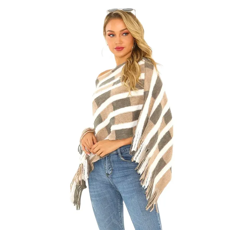 Poncho châle femme tricot
