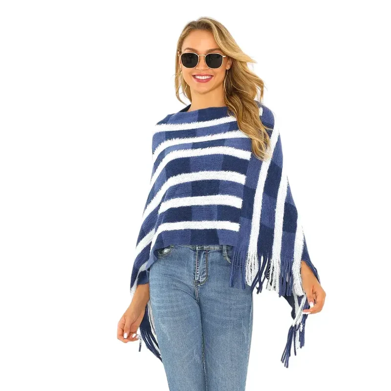 Poncho châle femme tricot