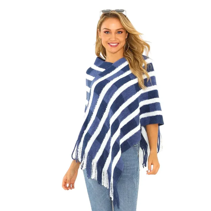Poncho châle femme tricot