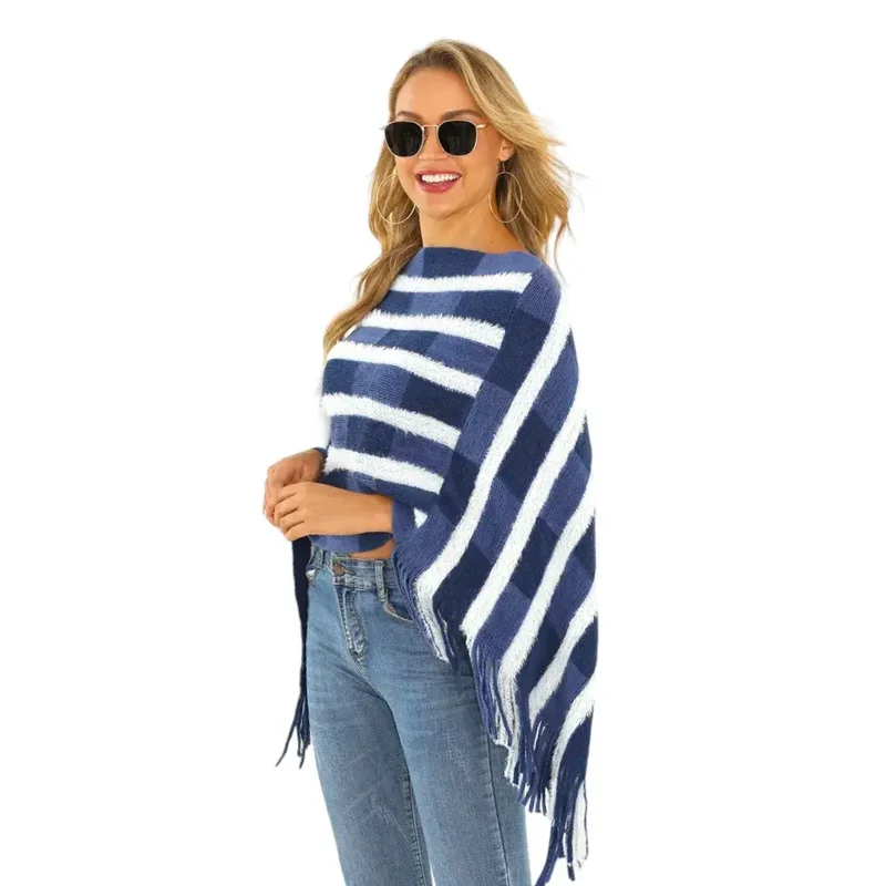 Poncho châle femme tricot