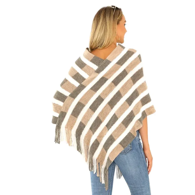 Poncho châle femme tricot
