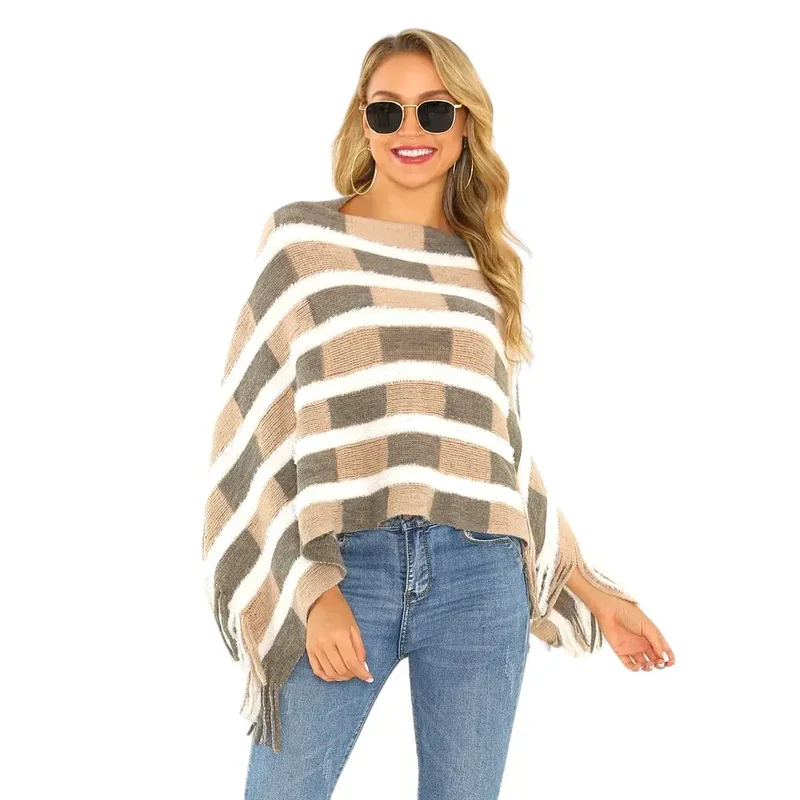Poncho châle femme tricot