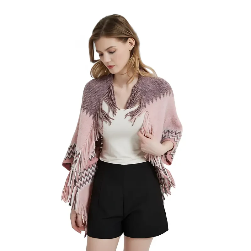 Tricot poncho femme