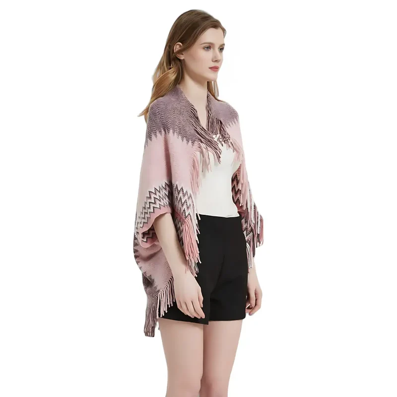 Tricot poncho femme
