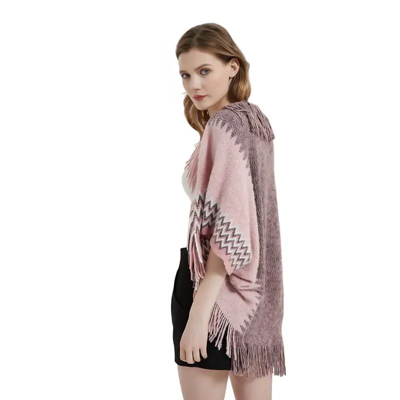Tricot poncho femme