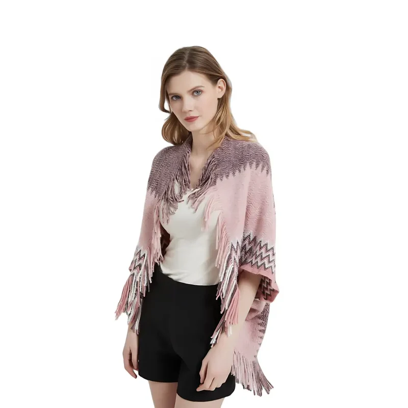 Tricot poncho femme