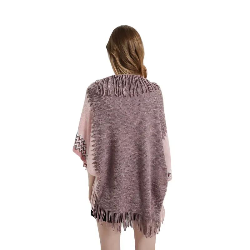 Tricot poncho femme