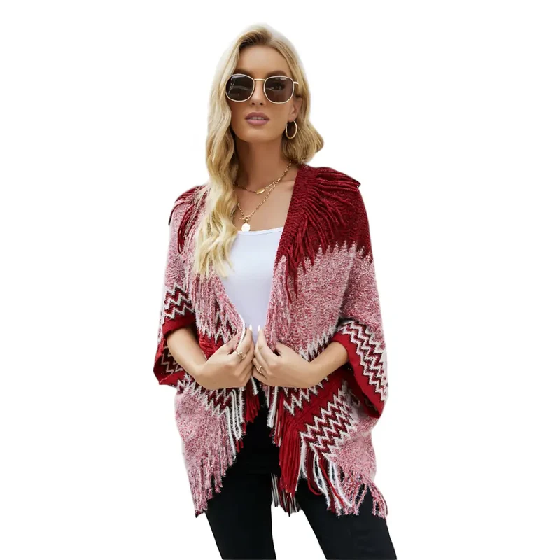Tricot poncho femme