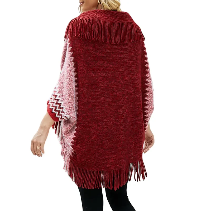 Tricot poncho femme