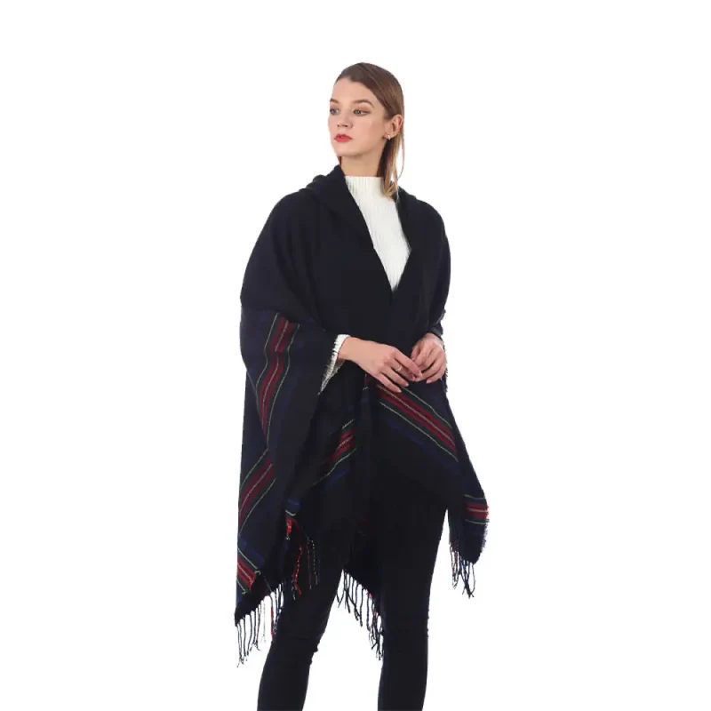 Poncho noir femme en cachemire