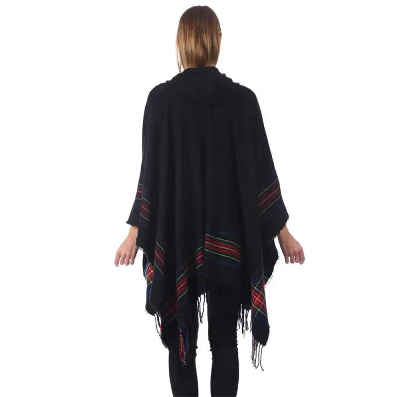 Poncho noir femme en cachemire