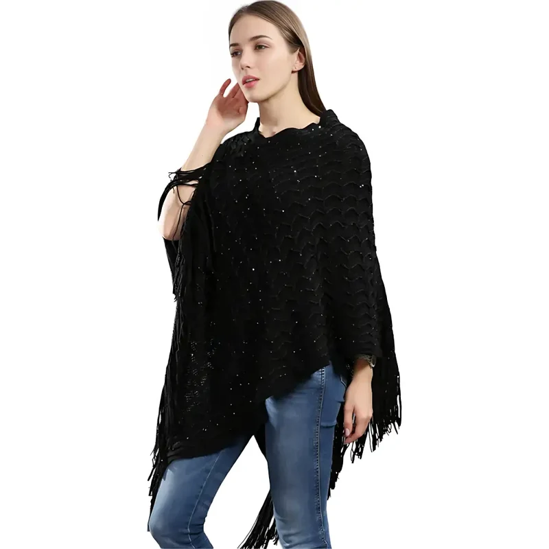 Poncho femme en tricot