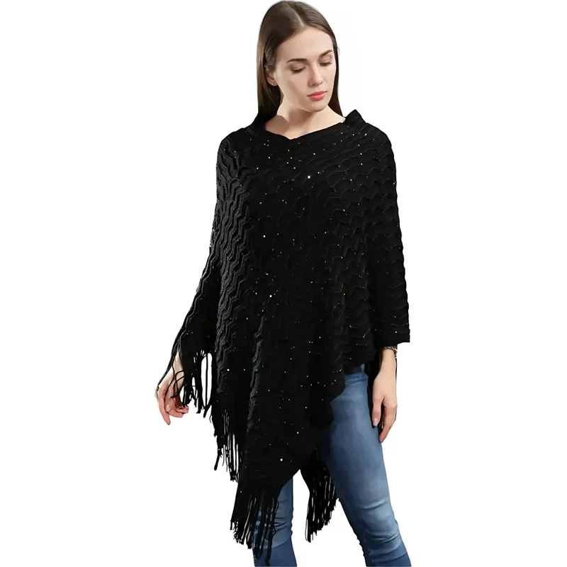 Poncho femme en tricot