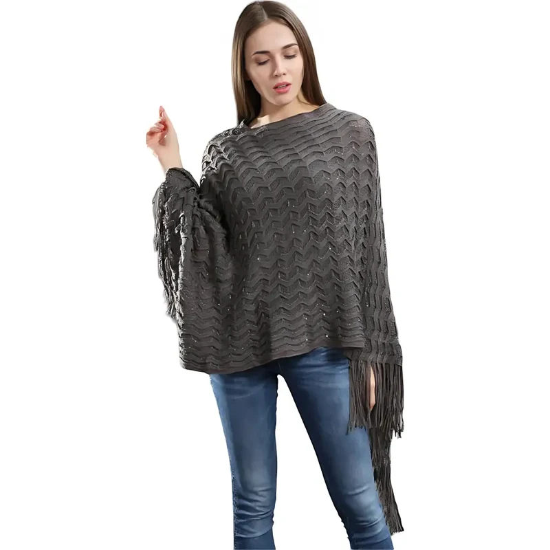 Poncho femme en tricot