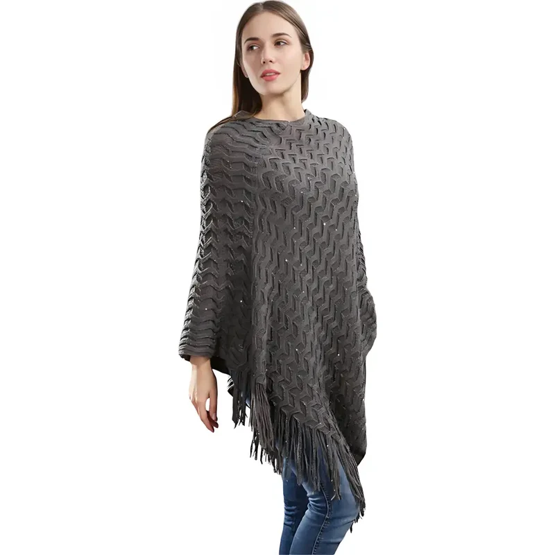 Poncho femme en tricot