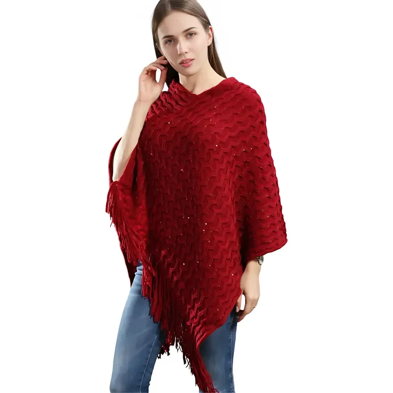 Poncho femme en tricot