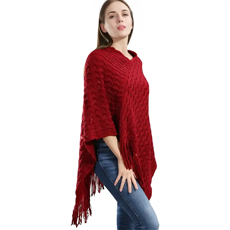 Poncho femme en tricot