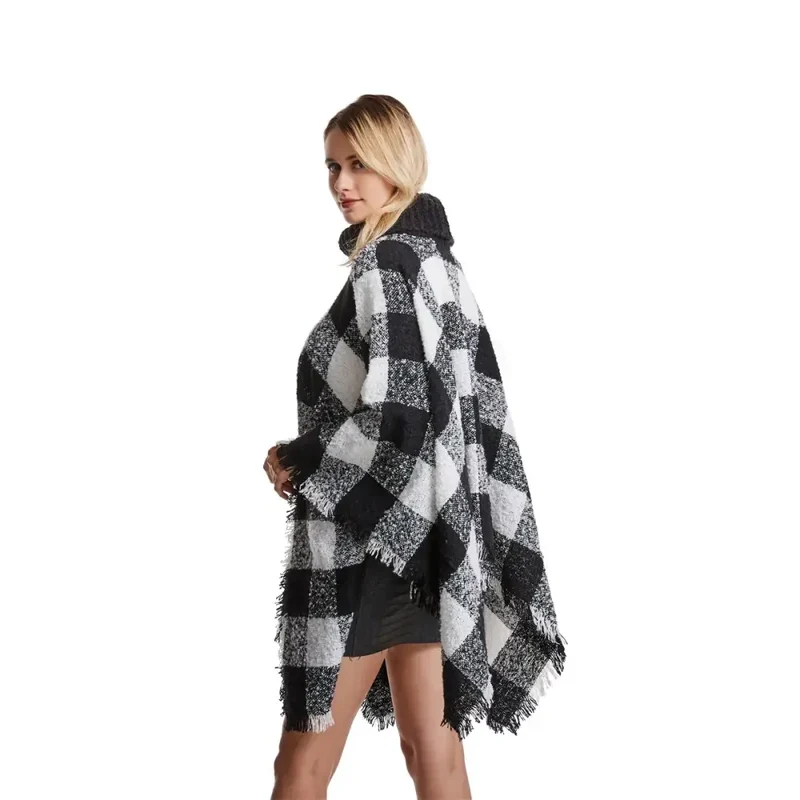 Poncho manteau mi long femme