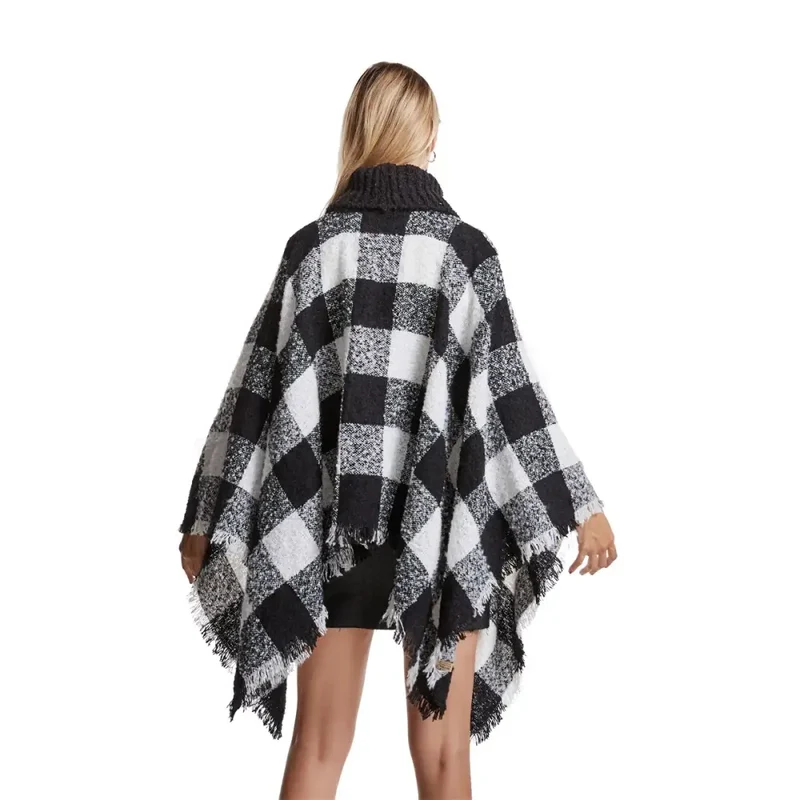 Poncho manteau mi long femme