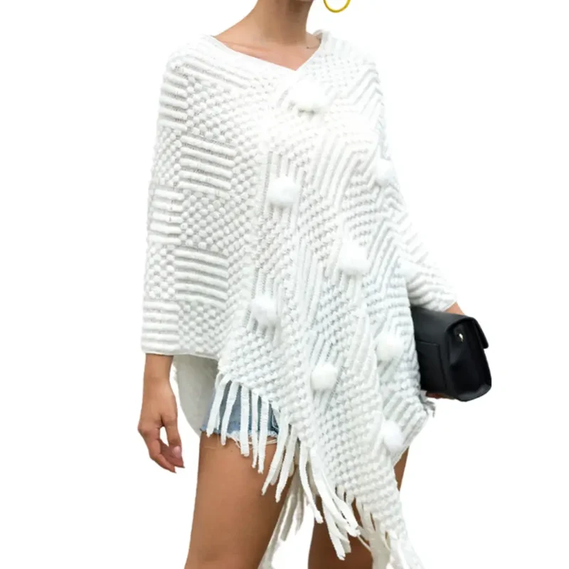 Poncho bohème au tricot