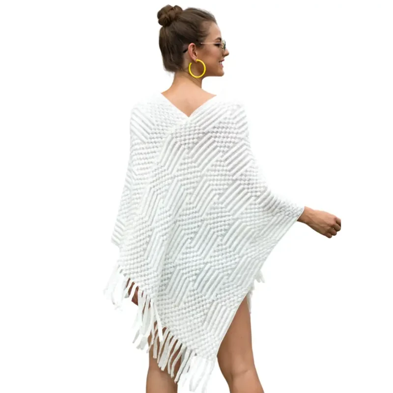Poncho bohème au tricot