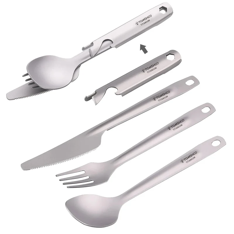 Ensemble de couverts en titane 4 en 1 "Tomshoo - 4-in-1 cutlery set"