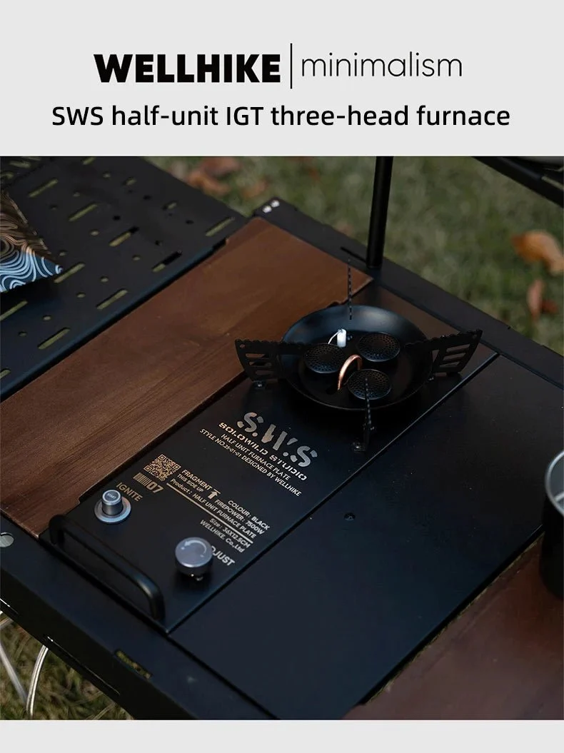 Réchaud de camping multifonctionnel pour table IGT à trois brûleurs 7500W "WELLHIKE - SWS IGNITE07"